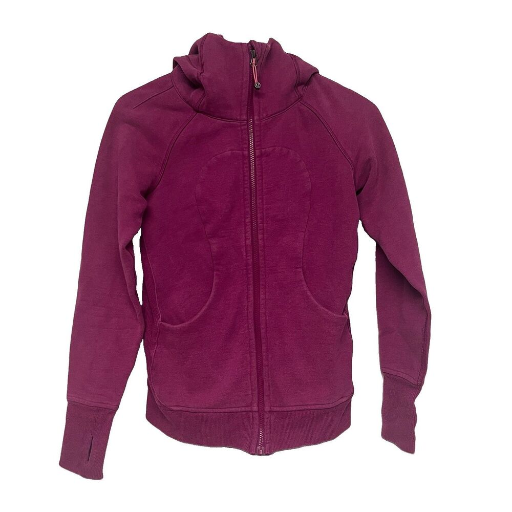 Lululemon Womens Scuba Full Zip Hoodie Sweatshirt Funnel Neck Size 4 Berry